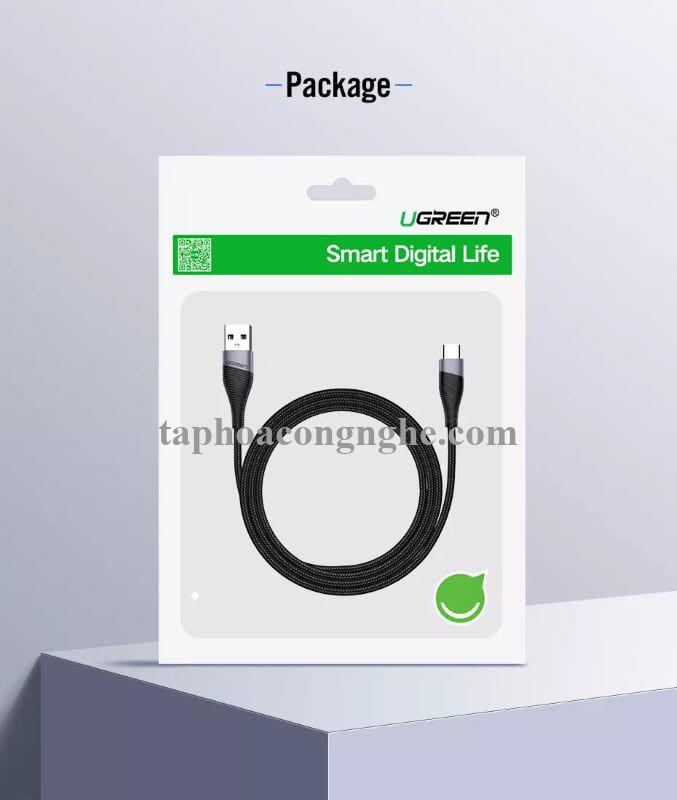 Ugreen 60204 0.5 Màu Xám Cáp USB-A sang Type C sạc nhanh ED022 30060204